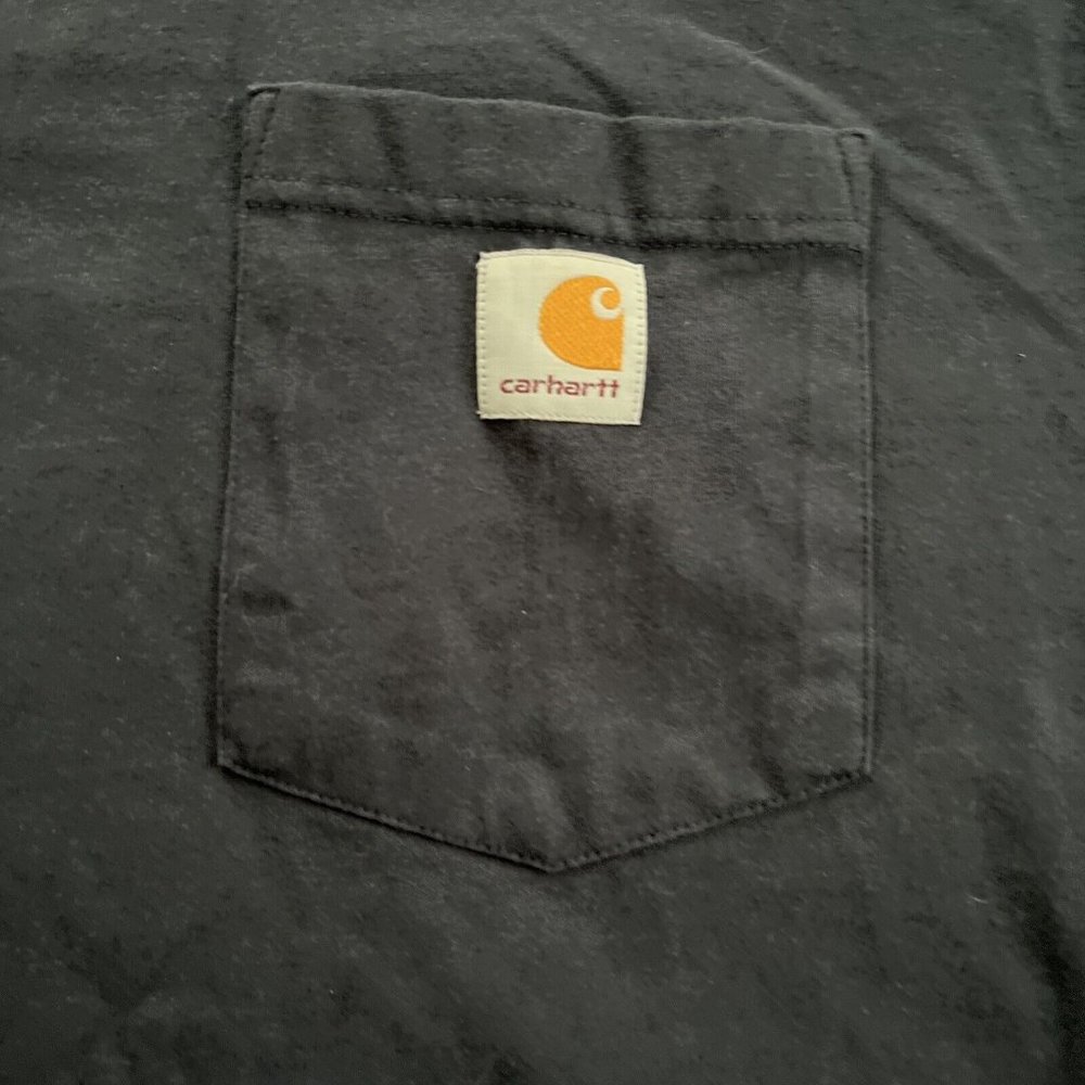 Carhartt Shirt Mens XL Short Sleeve Crew Neck Loose Fit Pocket T-Shirt Navy Blue - Picture 2 of 6